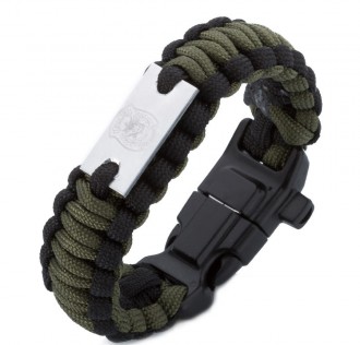 Polis Özel Harekat Armalı Paracord Bileklik (Asker Yeşili-Siyah)