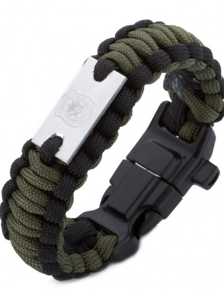 Polis Özel Harekat Armalı Paracord Bileklik (Asker Yeşili-Siyah)