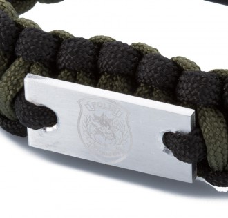 Polis Özel Harekat Armalı Paracord Bileklik (Asker Yeşili-Siyah) 2