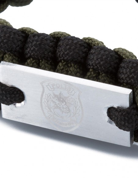 Polis Özel Harekat Armalı Paracord Bileklik (Asker Yeşili-Siyah)