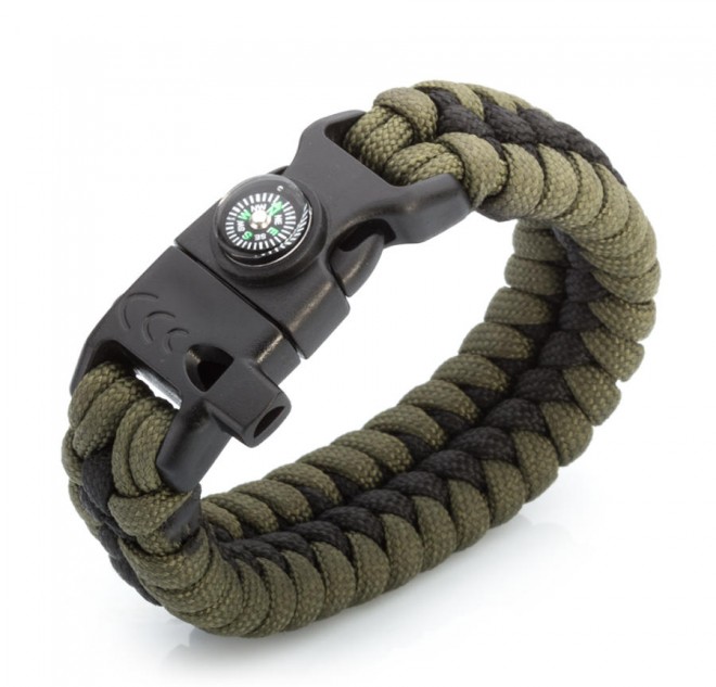 Pusula Ateş Başlatıcılı Düdüklü Paracord Survival Bileklik