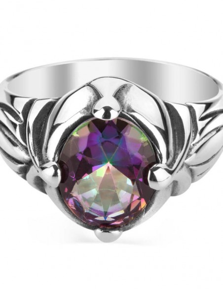 Renk Değiştiren Mistik Topaz Taşlı Gümüş Erkek Yüzük