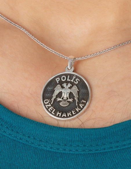 Selçuklu Kartalı Gümüş Polis Özel Harekat Kolyesi