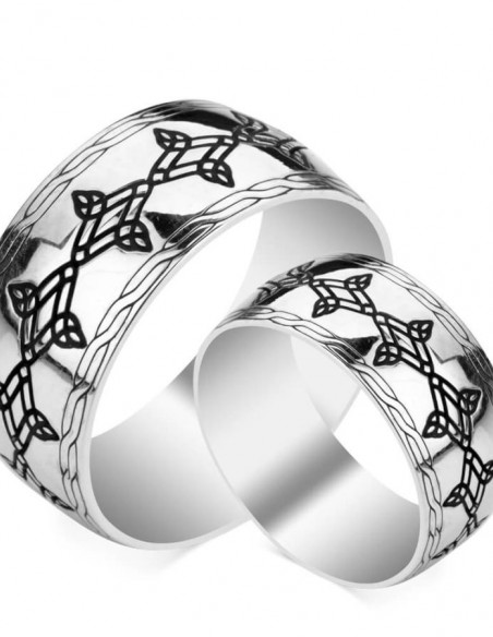 Simetrik Desenli Gümüş Alyans Çifti