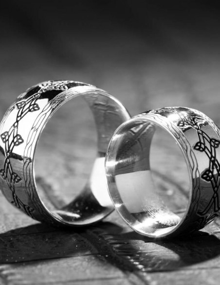 Simetrik Desenli Gümüş Alyans Çifti