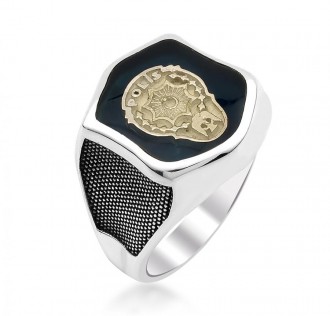 Siyah Mine Üzerine Polis Amblemli Yüzük 2