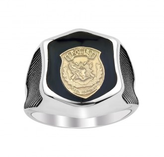 Siyah Mine Üzerine Polis Özel Harekat Amblemli Yüzük