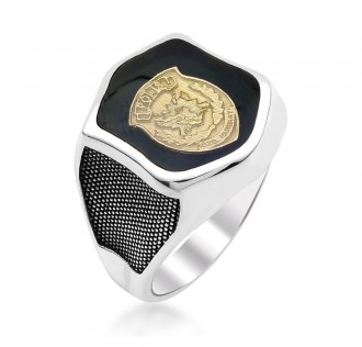 Siyah Mine Üzerine Polis Özel Harekat Amblemli Yüzük 2