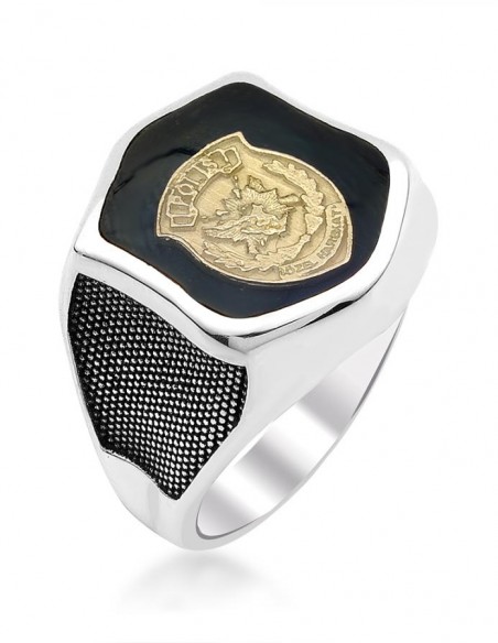 Siyah Mine Üzerine Polis Özel Harekat Amblemli Yüzük