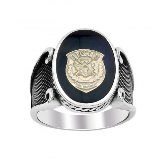 Siyah Mineli Polis Özel Harekat Amblemli Yüzük