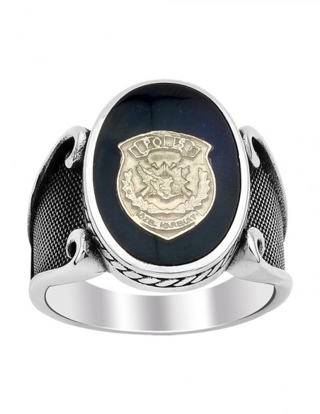 Siyah Mineli Polis Özel Harekat Amblemli Yüzük