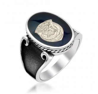 Siyah Mineli Polis Özel Harekat Amblemli Yüzük 2