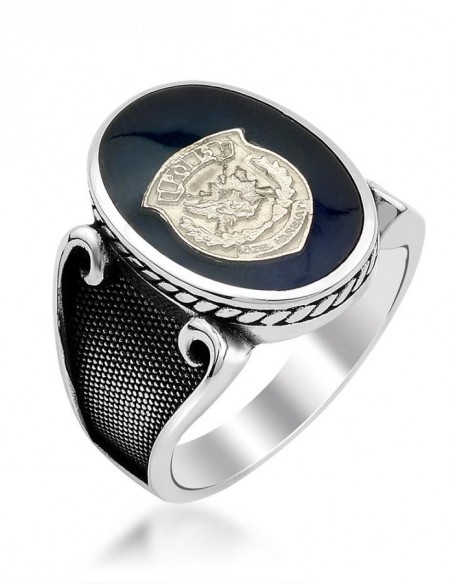 Siyah Mineli Polis Özel Harekat Amblemli Yüzük