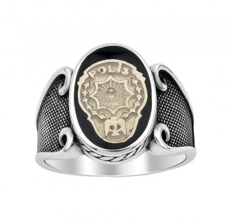 Siyah Mineli Polis Yüzüğü