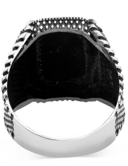 Siyah Oniks Taş Gümüş Erkek Yüzük