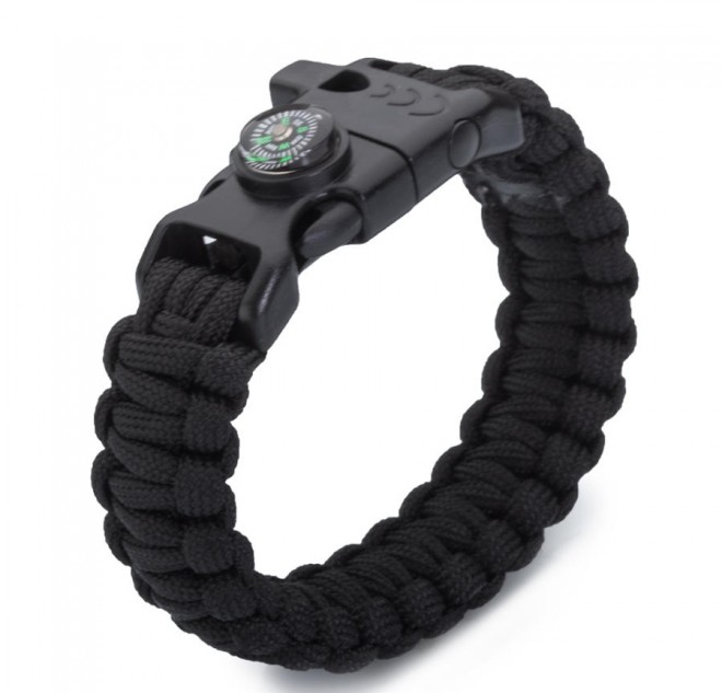 Siyah Renk Pusulalı Outdoor Paracord Bileklik
