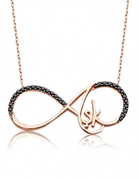 Siyah Taşlı Bayan Aşk Kolyesi