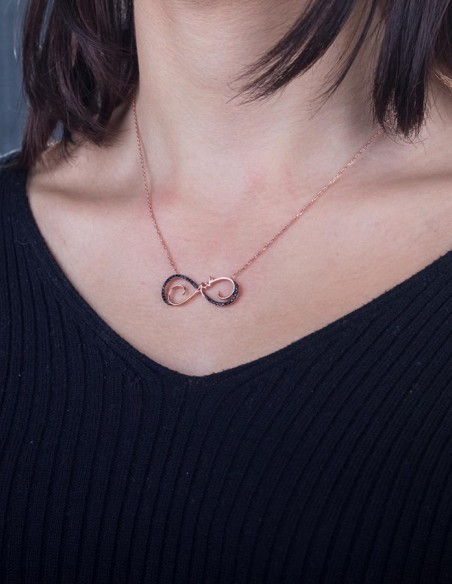 Siyah Taşlı Bayan Aşk Kolyesi