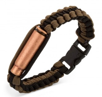 Siyah-Yeşil Tek Mermi Kovanlı Paracord Bileklik