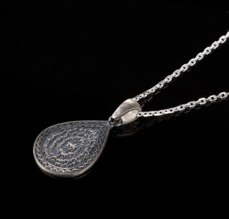 Su Damlası İçine Nazar Dualı Bayan Gümüş Kolye