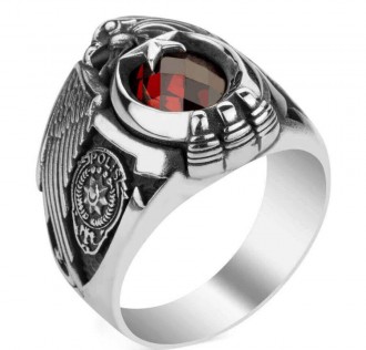 Tek Kartal Baş Bozkurtlu Polis Yüzüğü 2