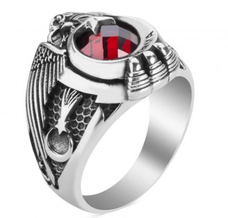 Tek Kartal Başlı Göktürkçe Türk Yazılı Jandarma Yüzüğü 2