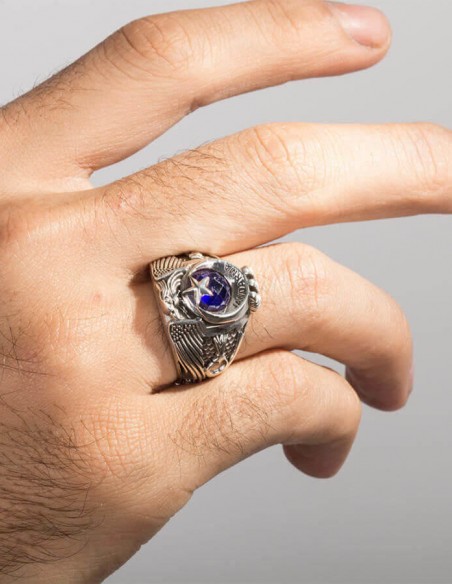 Tek Kartal Başlı Göktürkçe Türk Yazılı Jandarma Yüzüğü