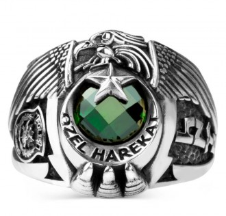 Tek Kartal Başlı Göktürkçe Türk Yazılı Polis Özel Harekat Yüzüğü