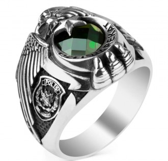 Tek Kartal Başlı Göktürkçe Türk Yazılı Polis Özel Harekat Yüzüğü 2