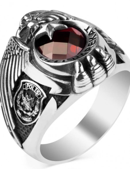 Tek Kartal Başlı Göktürkçe Türk Yazılı Polis Özel Harekat Yüzüğü