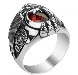 Tek Kartal Başlı Osmanlı Armalı Pençeli Polis Yüzüğü 2