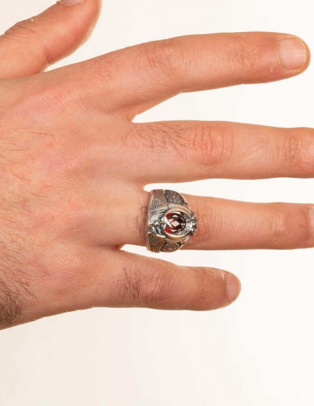 Tek Kartal Başlı Osmanlı Armalı Pençeli Polis Yüzüğü