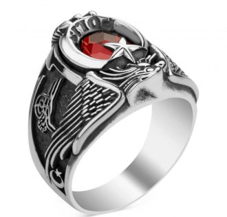 Tek Kartal Başlı Osmanlı Tuğralı Polis Yüzüğü