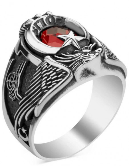 Tek Kartal Başlı Osmanlı Tuğralı Polis Yüzüğü