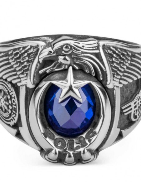 Tek Kartal Başlı Osmanlı Tuğralı Polis Yüzüğü