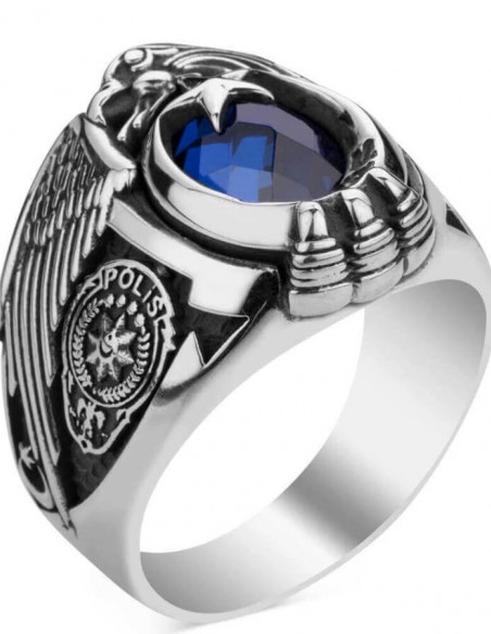 Tek Kartal Başlı Osmanlı Tuğralı Polis Yüzüğü