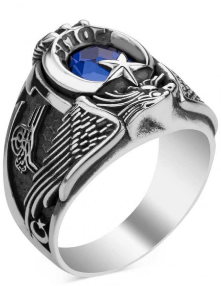 Tek Kartal Başlı Osmanlı Tuğralı Polis Yüzüğü