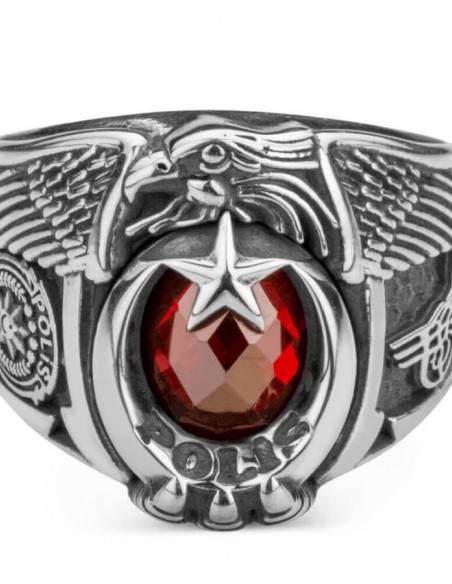 Tek Kartal Başlı Osmanlı Tuğralı Polis Yüzüğü