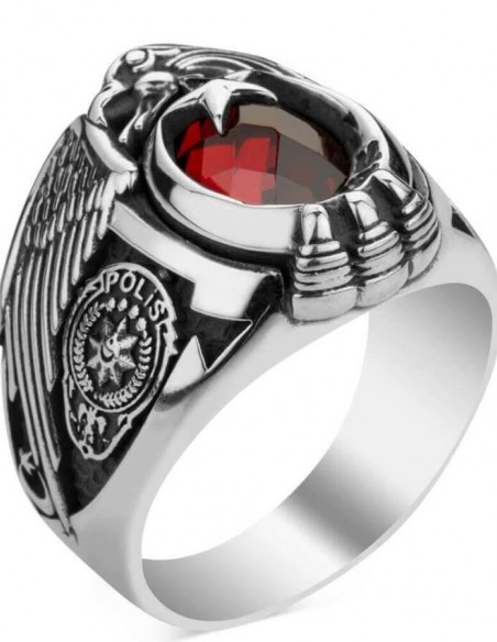 Tek Kartal Başlı Osmanlı Tuğralı Polis Yüzüğü