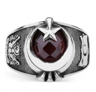 Türkiye Haritası Motifli Ay Yıldızlı Pençeli Yüzük