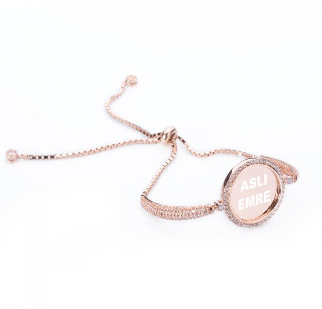 Yuvarlak Kesim İsimli Bayan Gümüş Bileklik