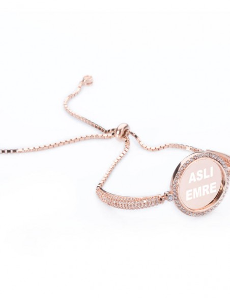 Yuvarlak Kesim İsimli Bayan Gümüş Bileklik