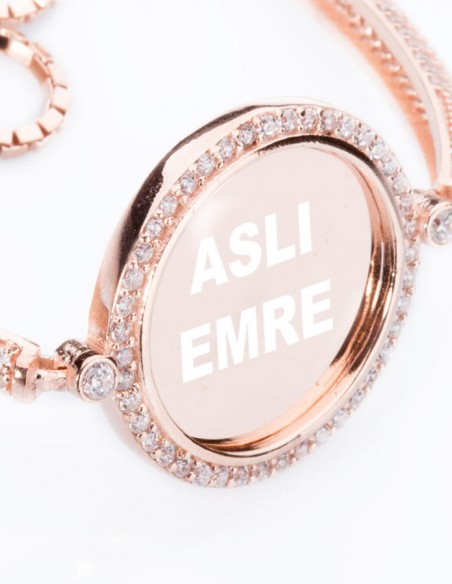 Yuvarlak Kesim İsimli Bayan Gümüş Bileklik