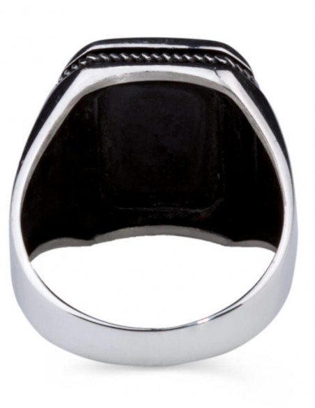 Zirkon Siyah Taşlı Erkek Yüzük