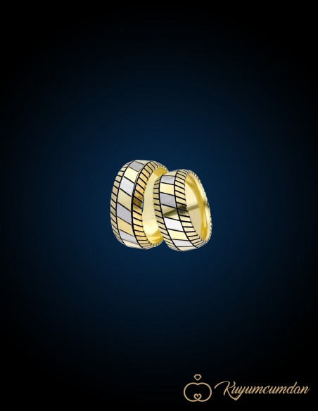 925 Ayar El İşi Altın Kaplama Gümüş Alyans Model 35