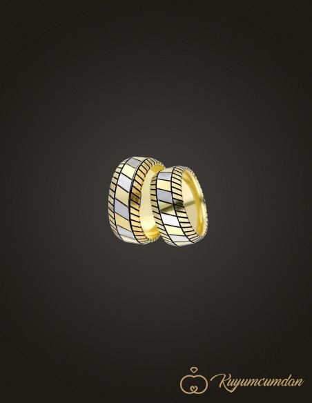 925 Ayar El İşi Altın Kaplama Gümüş Alyans Model 35