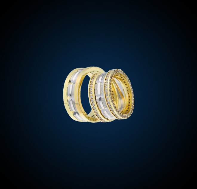 925 Ayar El İşi Altın Kaplama Gümüş Alyans Model 36