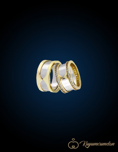 925 Ayar El İşi Altın Kaplama Gümüş Alyans Model 37