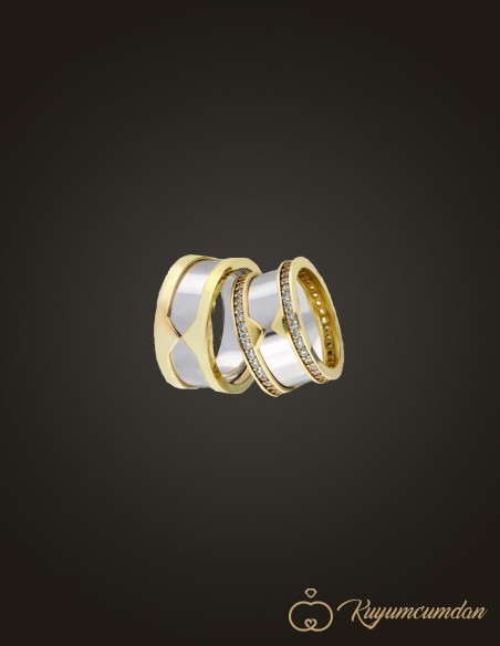 925 Ayar El İşi Altın Kaplama Gümüş Alyans Model 37
