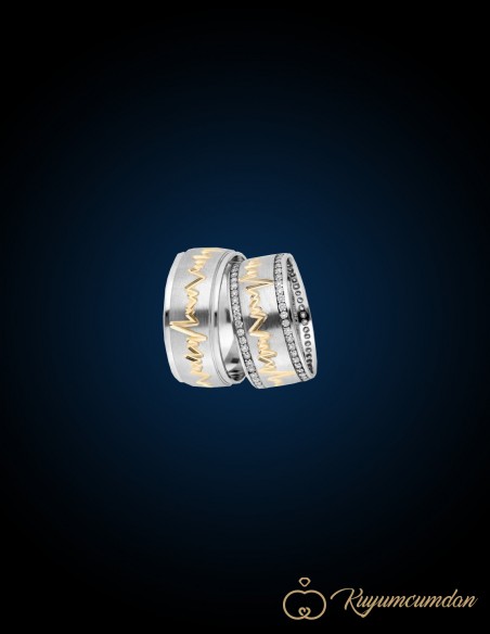 925 Ayar El İşi Altın Kaplama Gümüş Alyans Model 38